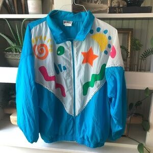 VINTAGE MURELI COLORFUL RETRO WINDBREAKER JACKET SIZE LARGE